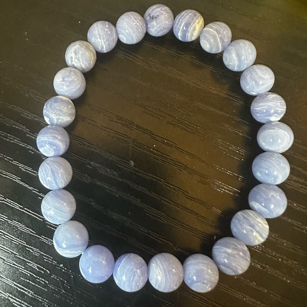 On hold Blue lace agate bracelet | 8mm - Picture 2 of 2